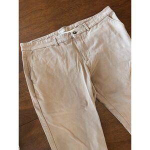 Mugsy Pants Mens 42x30 Beige Belmonts Slim Fit Stretch Chino Tapered Leg